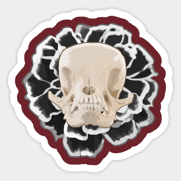 Dog skull in a flower Sticker by Catharthic